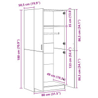 Produktbild för Garderob betonggrå 80x52x180 cm konstruerat trä