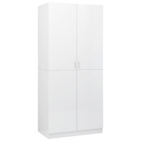 Produktbild för Garderob vit högglans 80x52x180 cm konstruerat trä