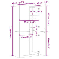 Produktbild för Garderob vit 90x52x200 cm konstruerat trä