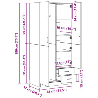 Produktbild för Garderob vit 80x52x180 cm konstruerat trä