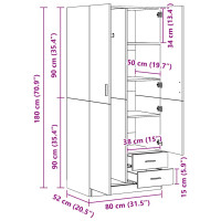 Produktbild för Garderob sonoma-ek 80x52x180 cm konstruerat trä