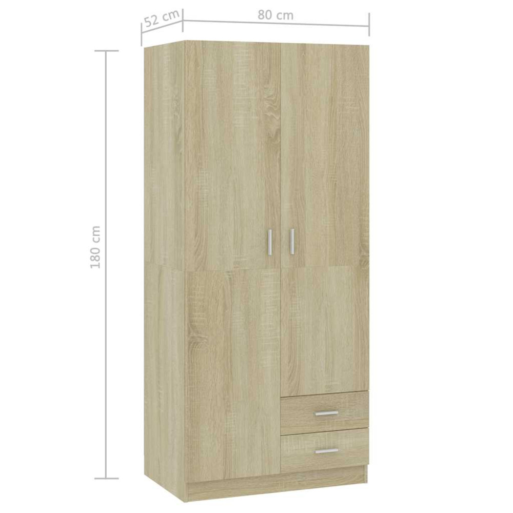 Produktbild för Garderob sonoma-ek 80x52x180 cm konstruerat trä