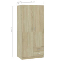 Produktbild för Garderob sonoma-ek 80x52x180 cm konstruerat trä