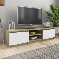 Produktbild för TV-bänk vit och sonoma-ek 140x40x35,5 cm konstruerat trä