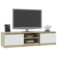 Produktbild för TV-bänk vit och sonoma-ek 140x40x35,5 cm konstruerat trä