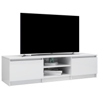 Produktbild för TV-bänk vit högglans 140x40x35,5 cm konstruerat trä