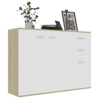 Produktbild för Skänk vit och sonoma-ek 105x30x75 cm konstruerat trä
