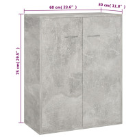 Produktbild för Skänk betonggrå 60x30x75 cm konstruerat trä