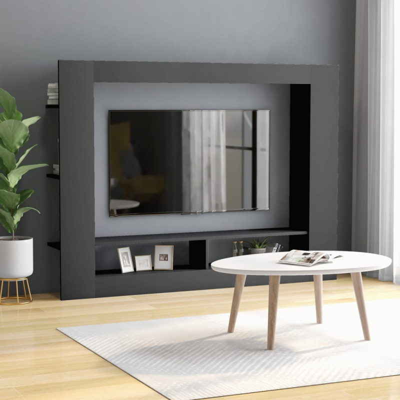 Produktbild för Tv-bänk grå 152x22x113 cm konstruerat trä