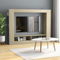 Miniatyr av produktbild för Tv-bänk sonoma-ek 152x22x113 cm konstruerat trä