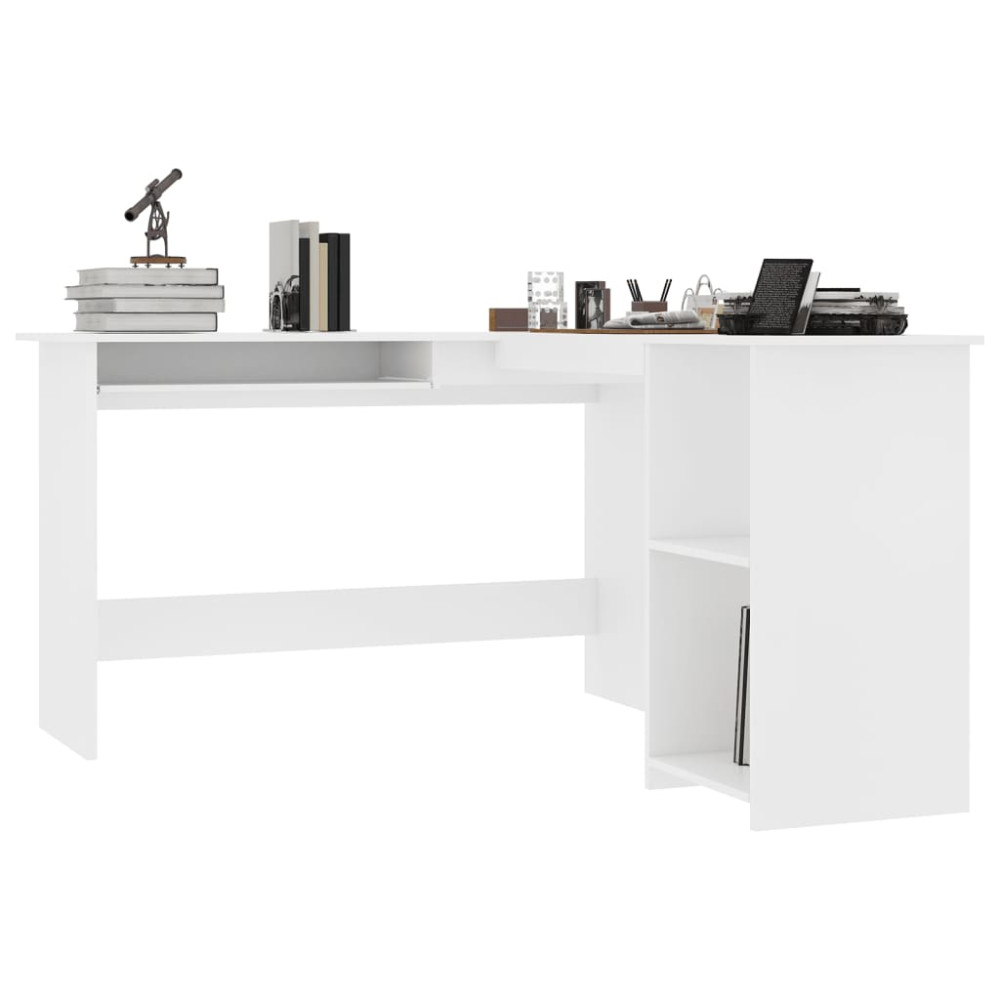 Produktbild för Skrivbord L-format vit 120x140x75 cm konstruerat trä