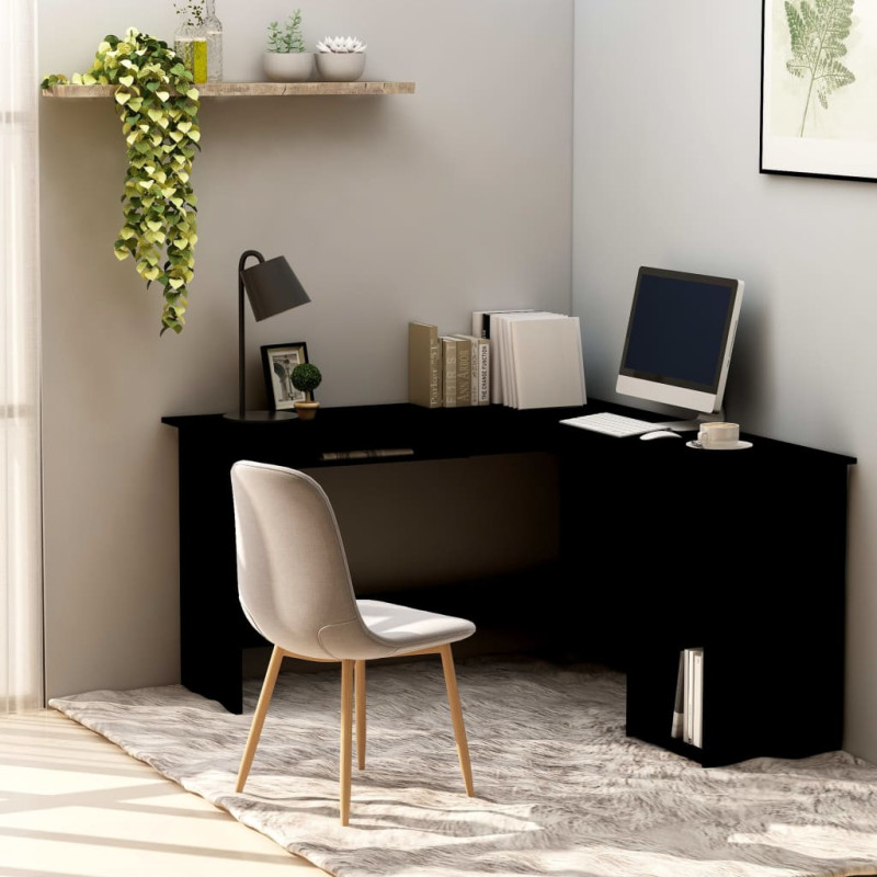 Produktbild för Skrivbord L-format svart 120x140x75 cm konstruerat trä