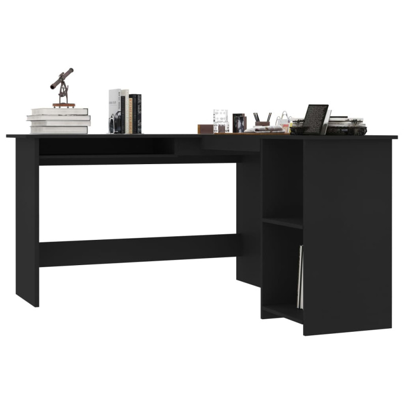 Produktbild för Skrivbord L-format svart 120x140x75 cm konstruerat trä