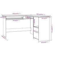 Produktbild för Skrivbord L-format betonggrå 120x140x75 cm konstruerat trä