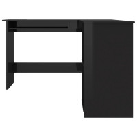 Miniatyr av produktbild för Skrivbord L-format svart högglans 120x140x75 cm konstruerat trä