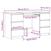 Produktbild för Skrivbord sonama-ek 140x50x77 cm konstruerat trä
