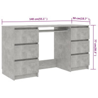Produktbild för Skrivbord betonggrå 140x50x77 cm konstruerat trä