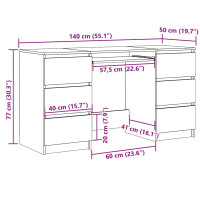 Produktbild för Skrivbord betonggrå 140x50x77 cm konstruerat trä
