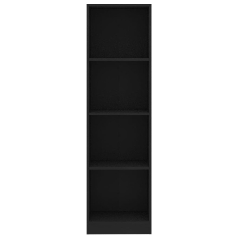Produktbild för Bokhylla 4 hyllor svart 40x24x142 cm spånskiva