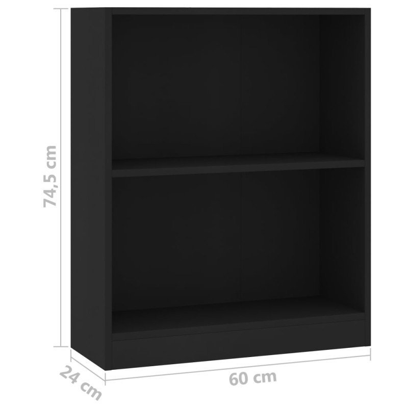 Produktbild för Bokhylla svart 60x24x76 cm konstruerat trä
