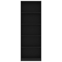 Produktbild för Bokhylla 5 hyllor svart 60x24x175 cm konstruerat trä