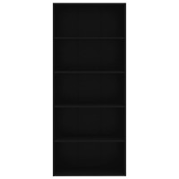 Produktbild för Bokhylla 5 hyllor svart 80x30x189 cm konstruerat trä