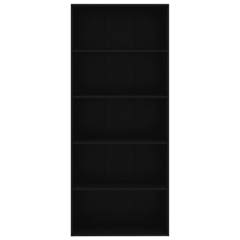 Produktbild för Bokhylla 5 hyllor svart 80x30x189 cm konstruerat trä