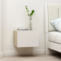Produktbild för Sängbord 2 st vit och sonoma-ek 40x30x30 cm spånskiva