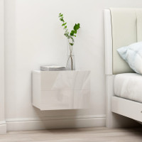 Miniatyr av produktbild för Sängbord 2 st vit högglans 40x30x30 cm spånskiva