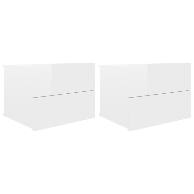 Produktbild för Sängbord 2 st vit högglans 40x30x30 cm spånskiva