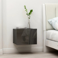 Produktbild för Sängbord 2 st grå högglans 40x30x30 cm spånskiva