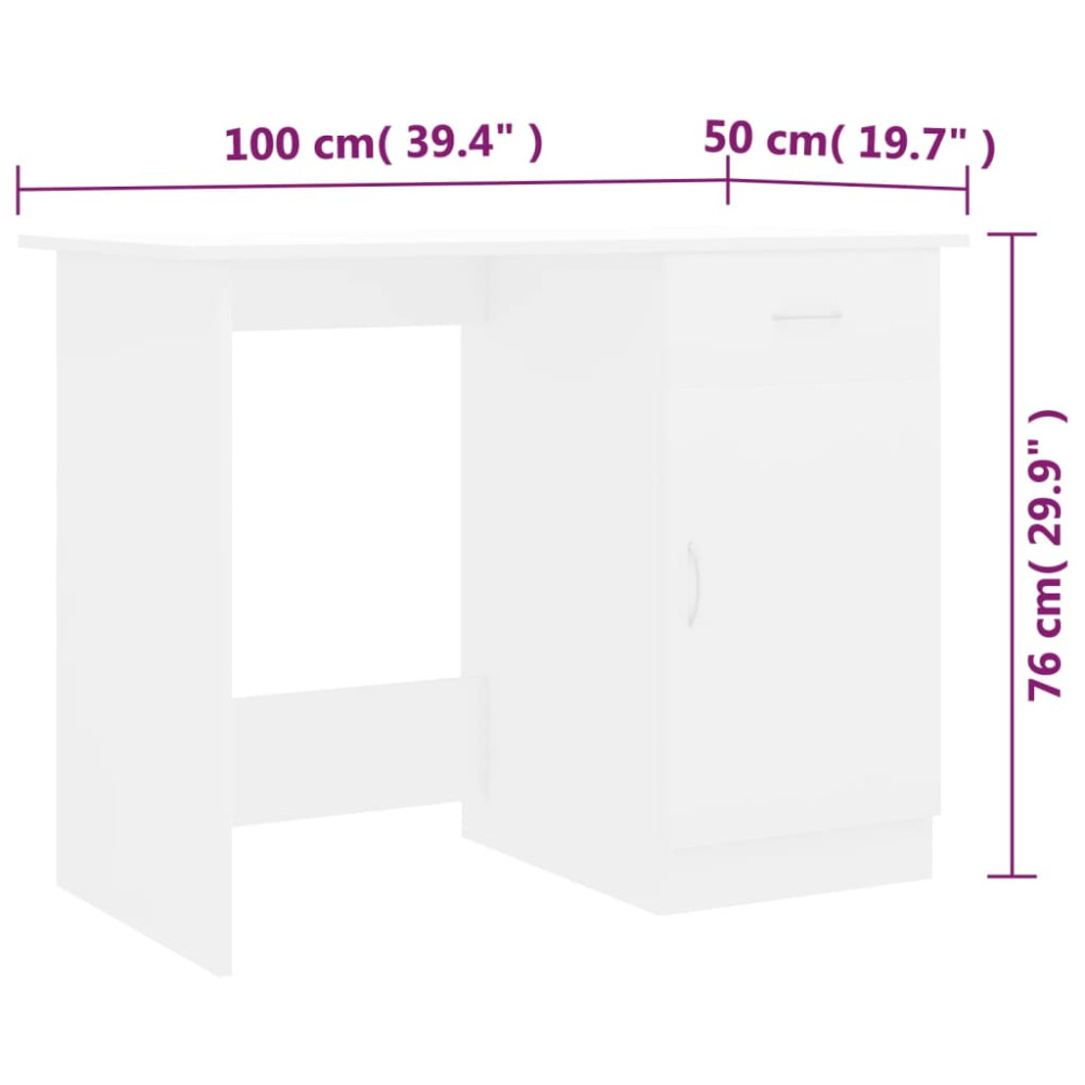 Produktbild för Skrivbord vit 100x50x76 cm konstruerat trä