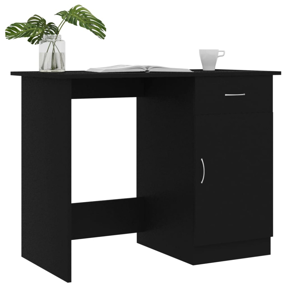 Produktbild för Skrivbord svart 100x50x76 cm konstruerat trä