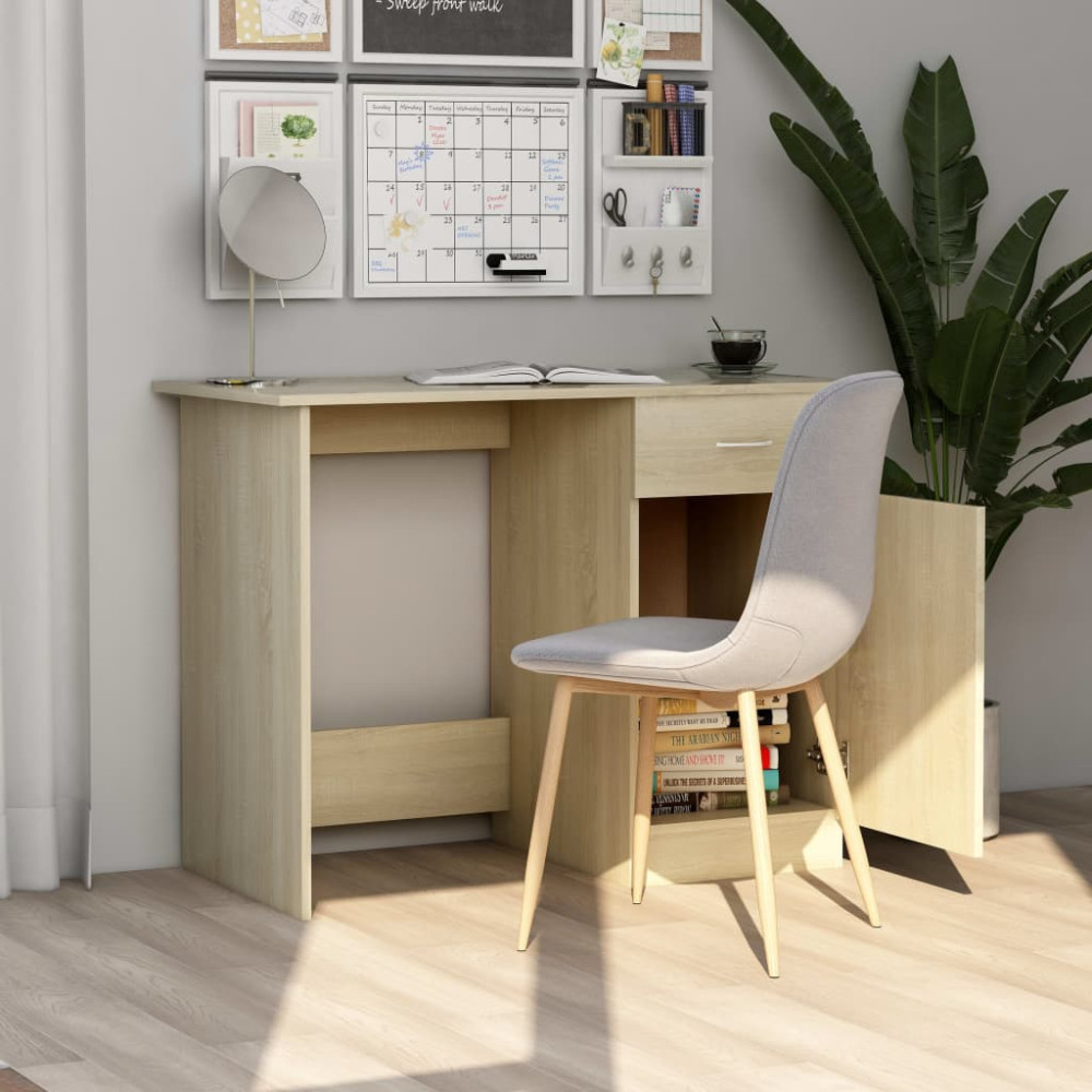 Produktbild för Skrivbord sonoma-ek 100x50x76 cm konstruerat trä