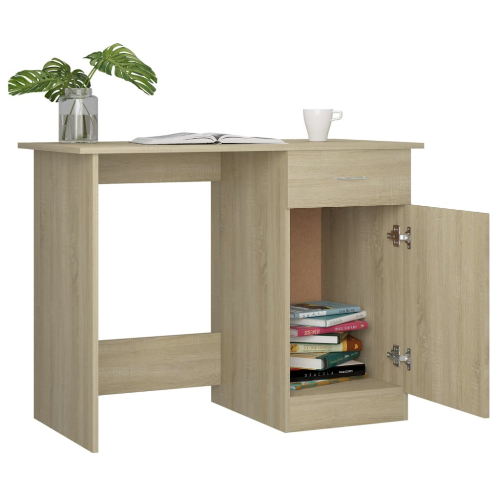 Produktbild för Skrivbord sonoma-ek 100x50x76 cm konstruerat trä