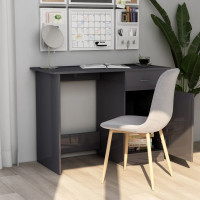 Produktbild för Skrivbord grå högglans 100x50x76 cm konstruerat trä