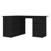 Produktbild för Hörnskrivbord svart 145x100x76 cm konstruerat trä