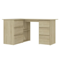Produktbild för Hörnskrivbord sonoma-ek 145x100x76 cm konstruerat trä