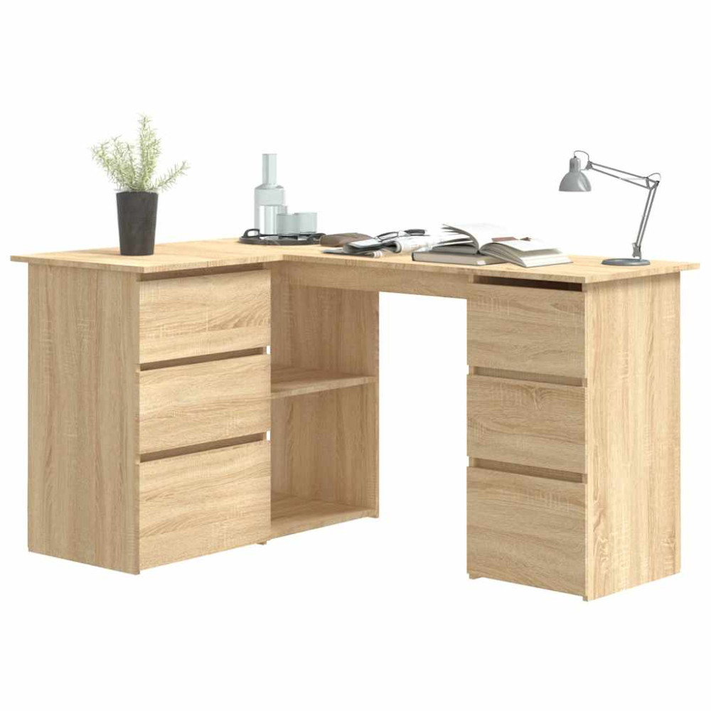 Produktbild för Hörnskrivbord sonoma-ek 145x100x76 cm konstruerat trä