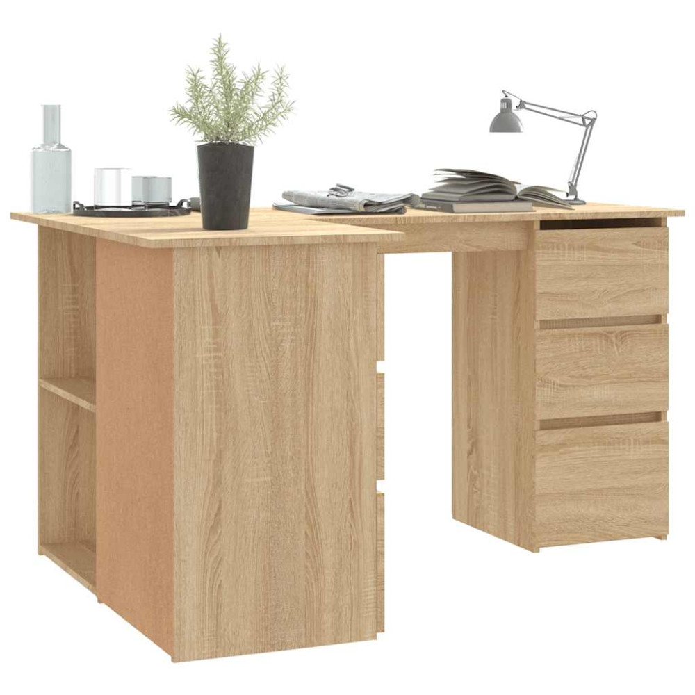 Produktbild för Hörnskrivbord sonoma-ek 145x100x76 cm konstruerat trä
