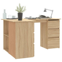Produktbild för Hörnskrivbord sonoma-ek 145x100x76 cm konstruerat trä