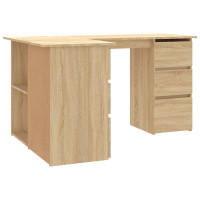 Produktbild för Hörnskrivbord sonoma-ek 145x100x76 cm konstruerat trä