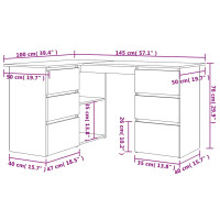 Produktbild för Hörnskrivbord sonoma-ek 145x100x76 cm konstruerat trä
