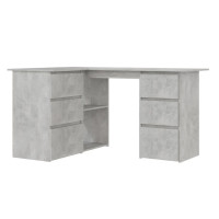 Produktbild för Hörnskrivbord betonggrå 145x100x76 cm konstruerat trä
