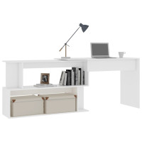 Miniatyr av produktbild för Hörnskrivbord vit 200x50x76 cm konstruerat trä