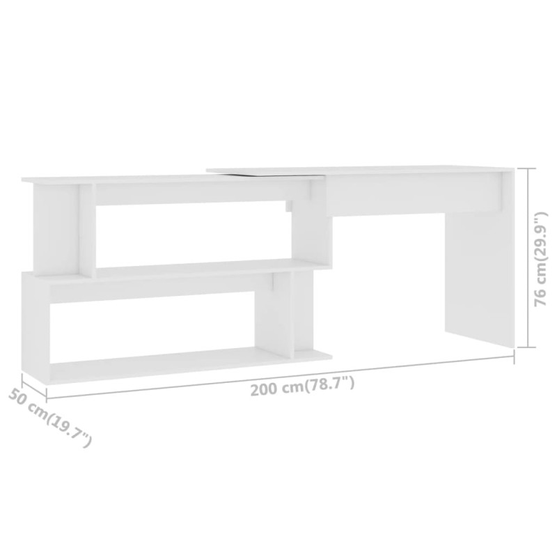 Produktbild för Hörnskrivbord vit 200x50x76 cm konstruerat trä