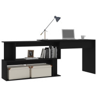 Produktbild för Skrivbord hörn svart 200x50x76 cm konstruerat trä