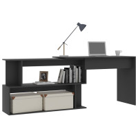 Produktbild för Skrivbord hörn grå 200x50x76 cm konstruerat trä