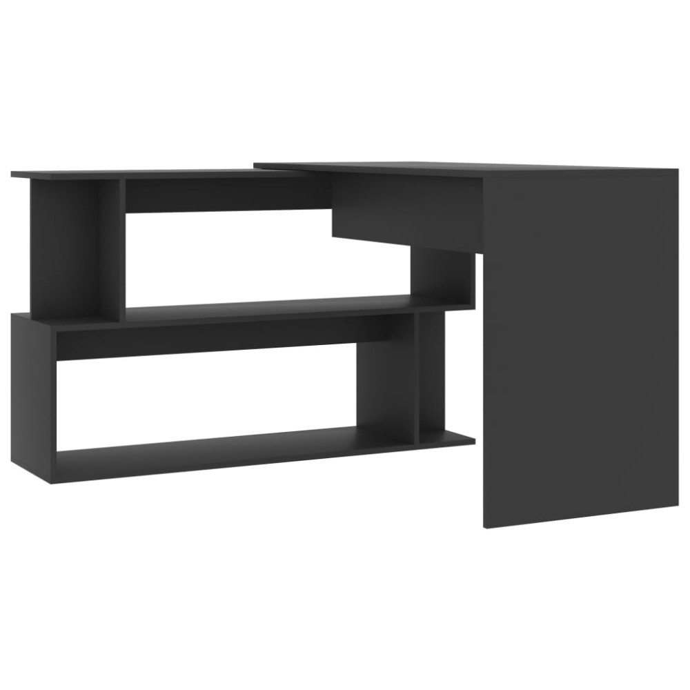 Produktbild för Skrivbord hörn grå 200x50x76 cm konstruerat trä
