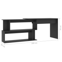 Produktbild för Skrivbord hörn grå 200x50x76 cm konstruerat trä